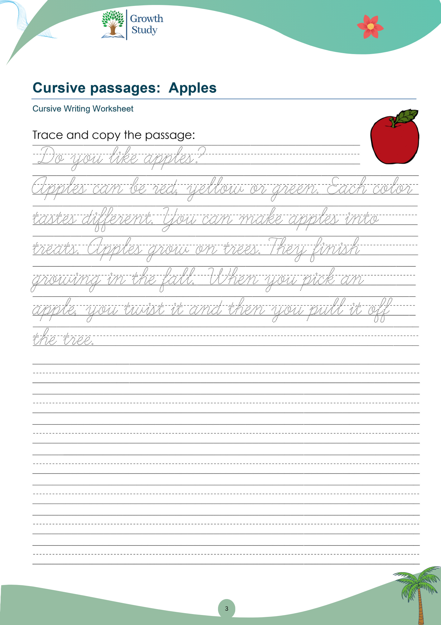 Cursive Handwriting practice worksheets