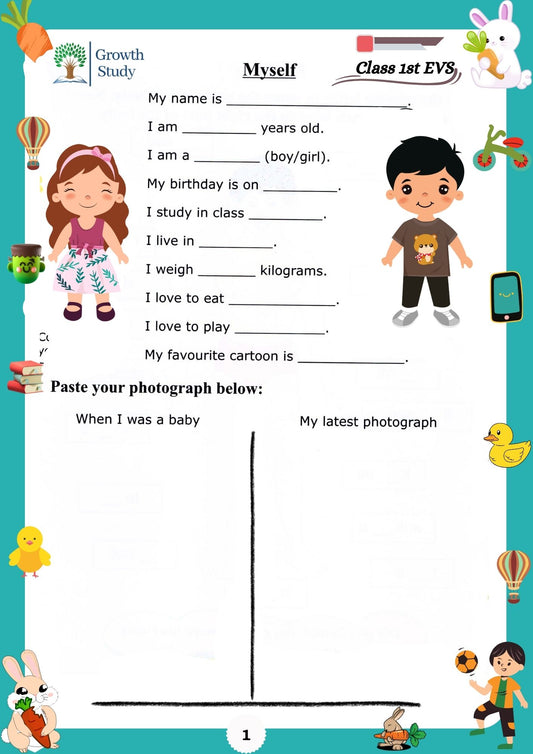 Printed Worksheet Class 1st EVS (Science)