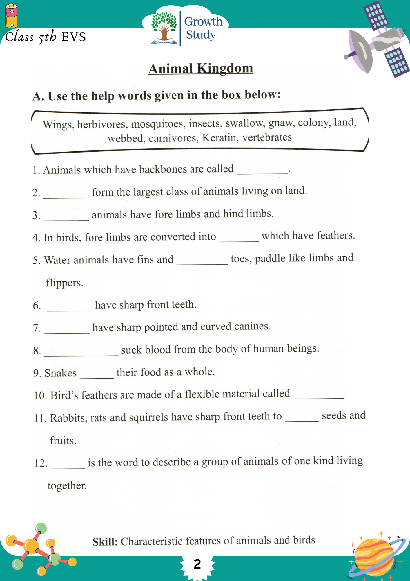 Printed Worksheet Class 5 Math, English, EVs