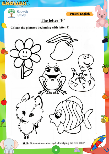 Printed Worksheets LKG Math, English, EVS, Hindi | Hardcopy