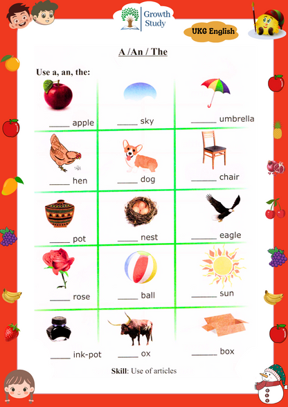 Printed Worksheets UKG  Math, English, EVS, Hindi | Hardcopy