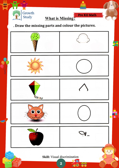 Printed Worksheets LKG Math, English, EVS, Hindi | Hardcopy