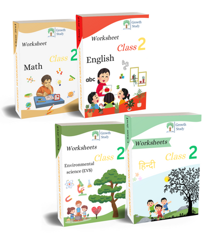 Printed Worksheets Class 2 Math, English, EVS, Hindi | Hardcopy