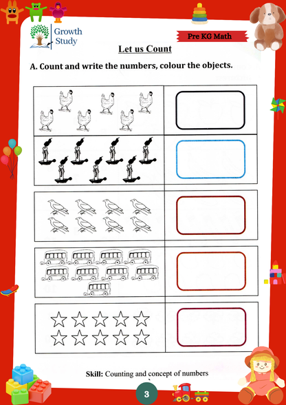 Printed Worksheets LKG Math, English, EVS, Hindi | Hardcopy