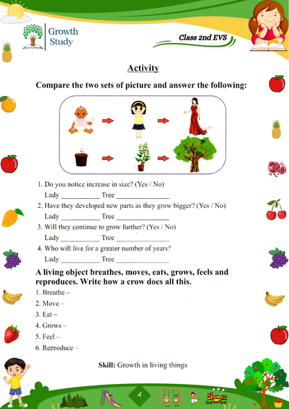 Printed Worksheets Class 2 Math, English, EVS, Hindi | Hardcopy