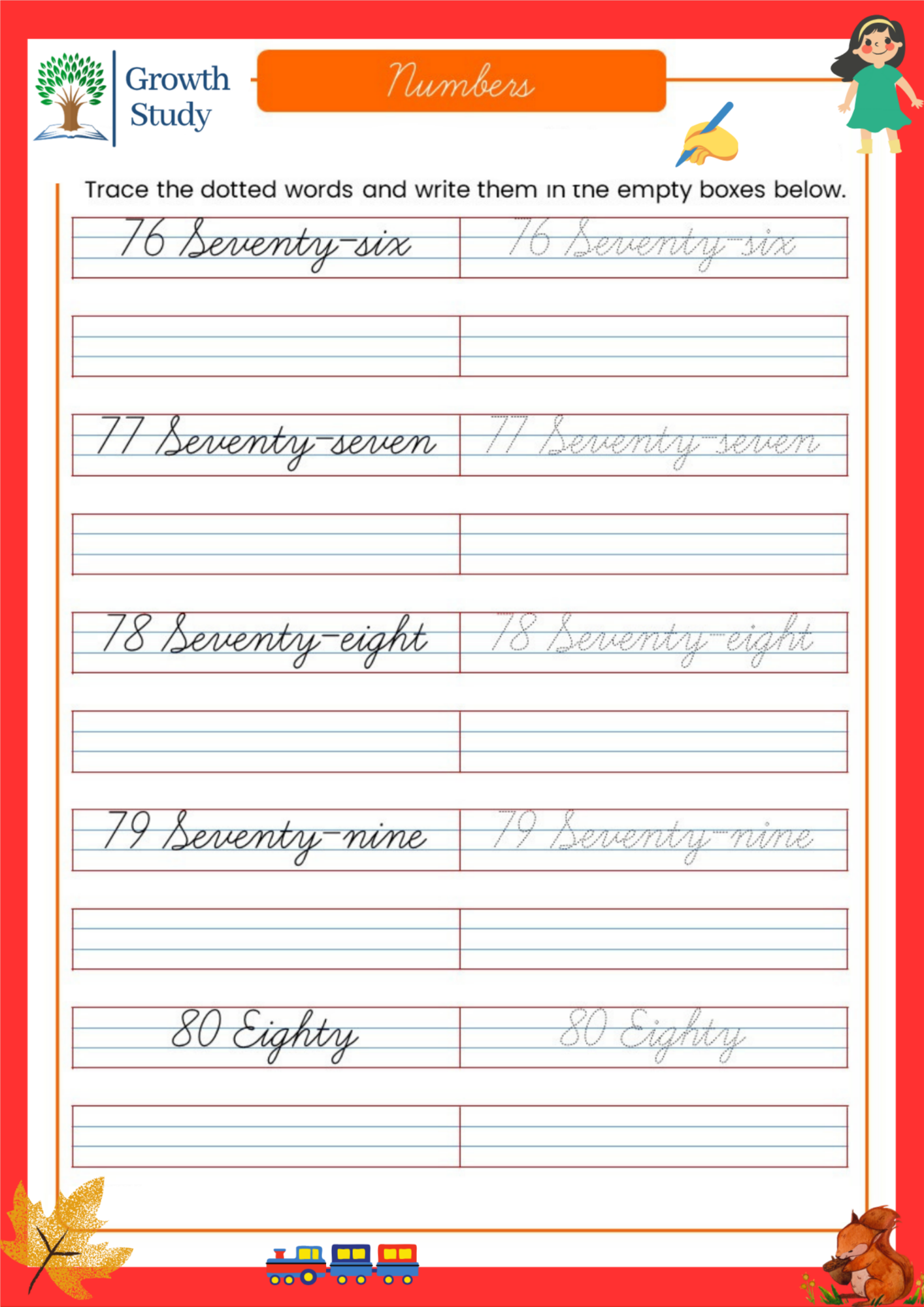 Cursive Handwriting practice worksheets