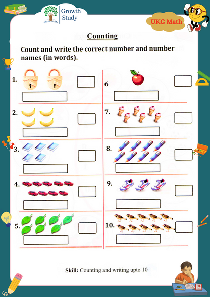 Printed Worksheets Class UKG Math