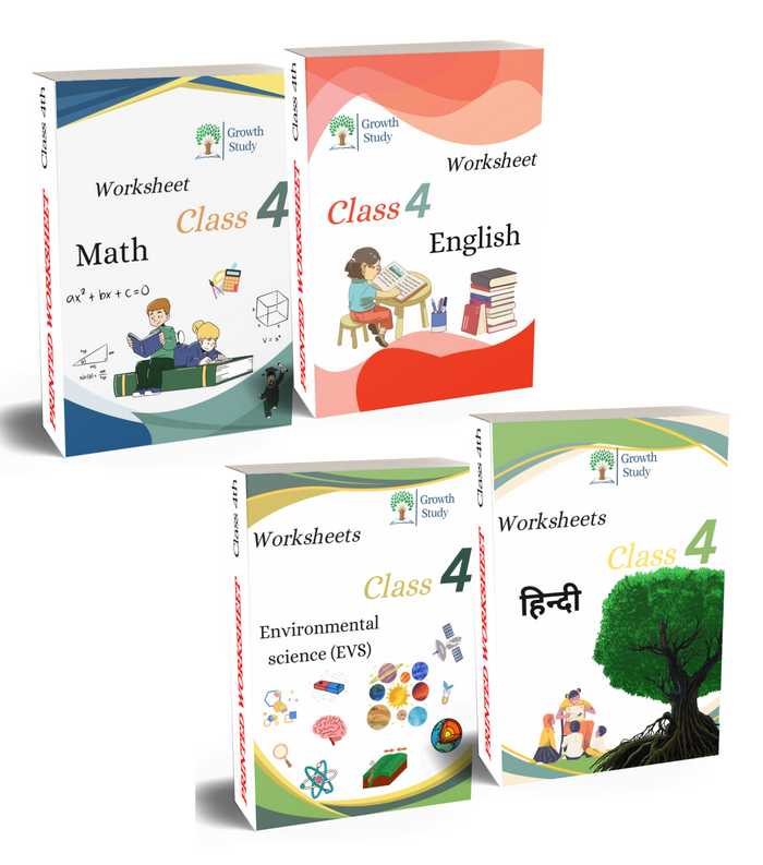 Printed Worksheets Class 4 Math, English, EVS, Hindi | Hardcopy