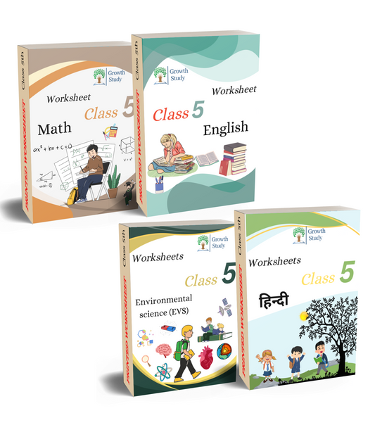 Printed Worksheets Class 5 Math, English, EVS, Hindi | Hardcopy