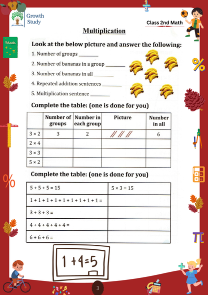 Printed Worksheets Class 2 Math, English, EVS, Hindi | Hardcopy