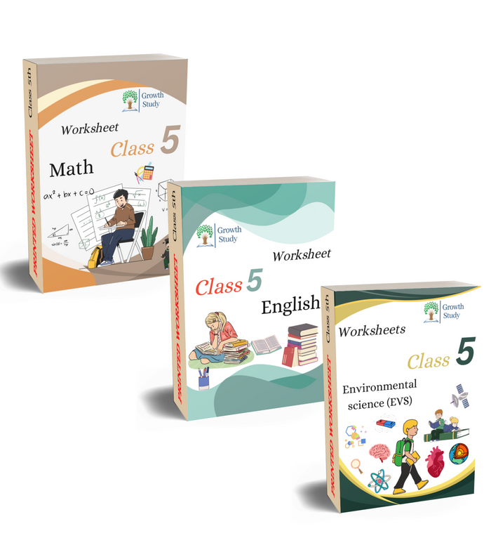 Printed Worksheet Class 5 Math, English, EVs