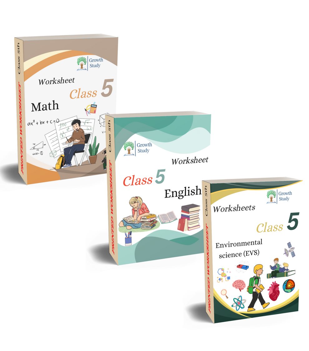 Printed Worksheet Class 5 Math, English, EVs – Growth Study
