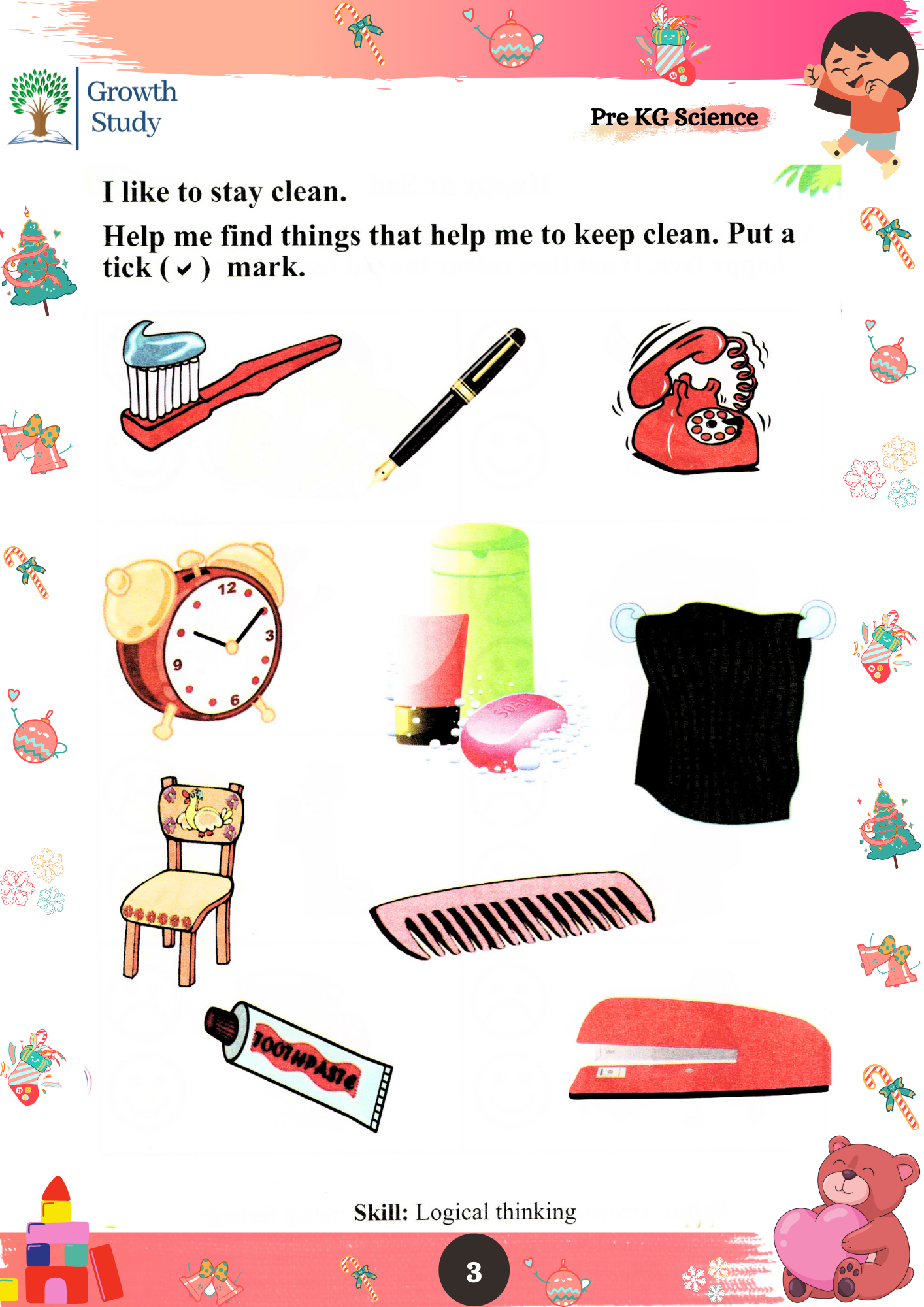 Printed Worksheet LKG Math, English, EVS(Science)