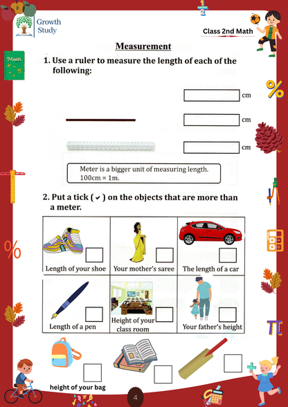 Printed Worksheets Class 2 Math, English, EVS, Hindi | Hardcopy