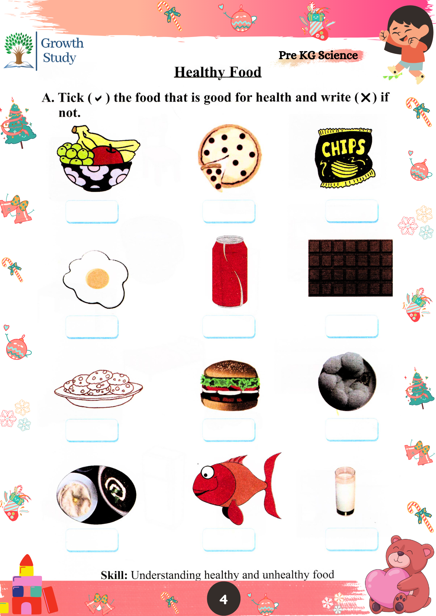 Printed Worksheet LKG Math, English, EVS(Science)