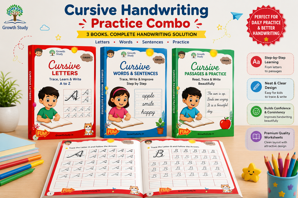 Cursive Handwriting Practice 3 Books Combo
