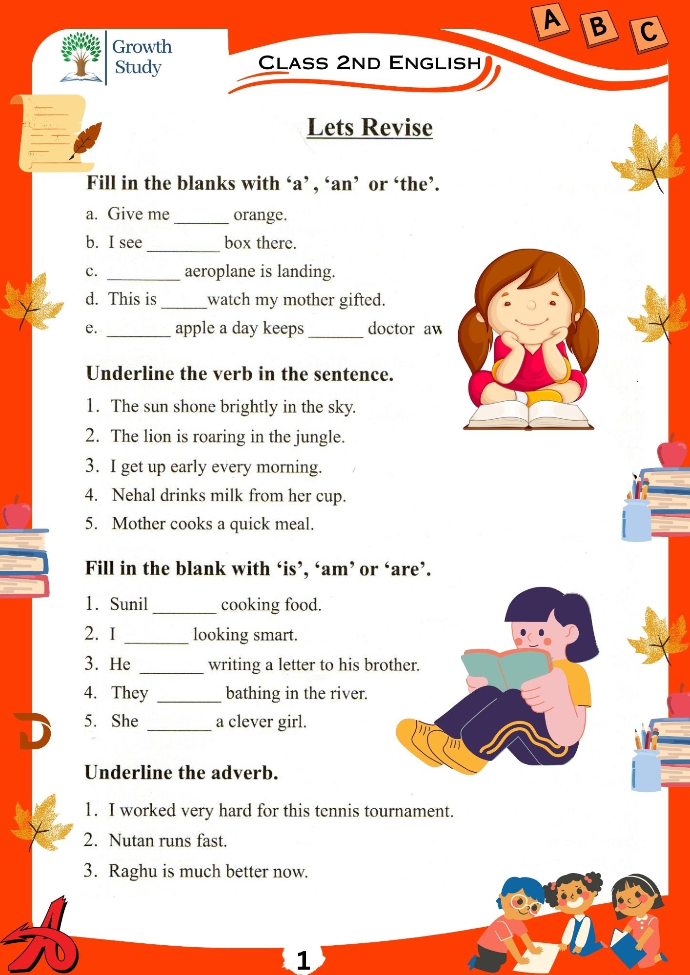 Printed Worksheets Class 2 Math, English, EVS, Hindi | Hardcopy