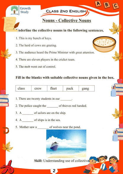 Printed Worksheets Class 2 Math, English, EVS, Hindi | Hardcopy