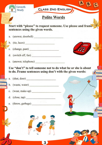Printed Worksheets Class 2 Math, English, EVS, Hindi | Hardcopy
