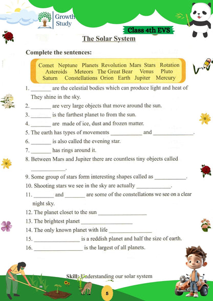 Printed Worksheets Class 4 Math, English, EVS, Hindi | Hardcopy