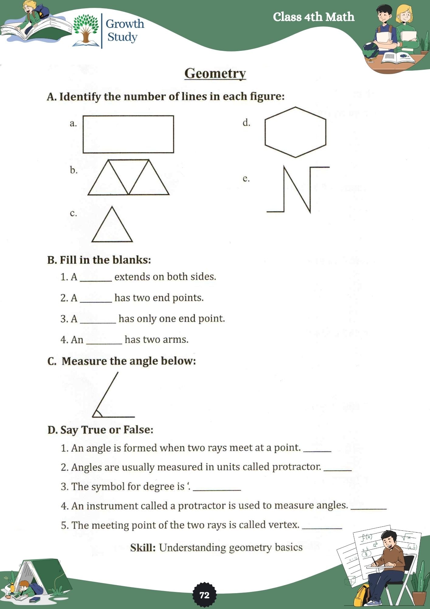 Printed Worksheet Class 4 Math, English, EVs