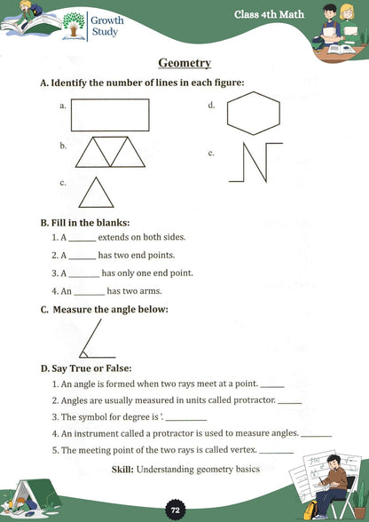 Printed Worksheets Class 4 Math, English, EVS, Hindi | Hardcopy