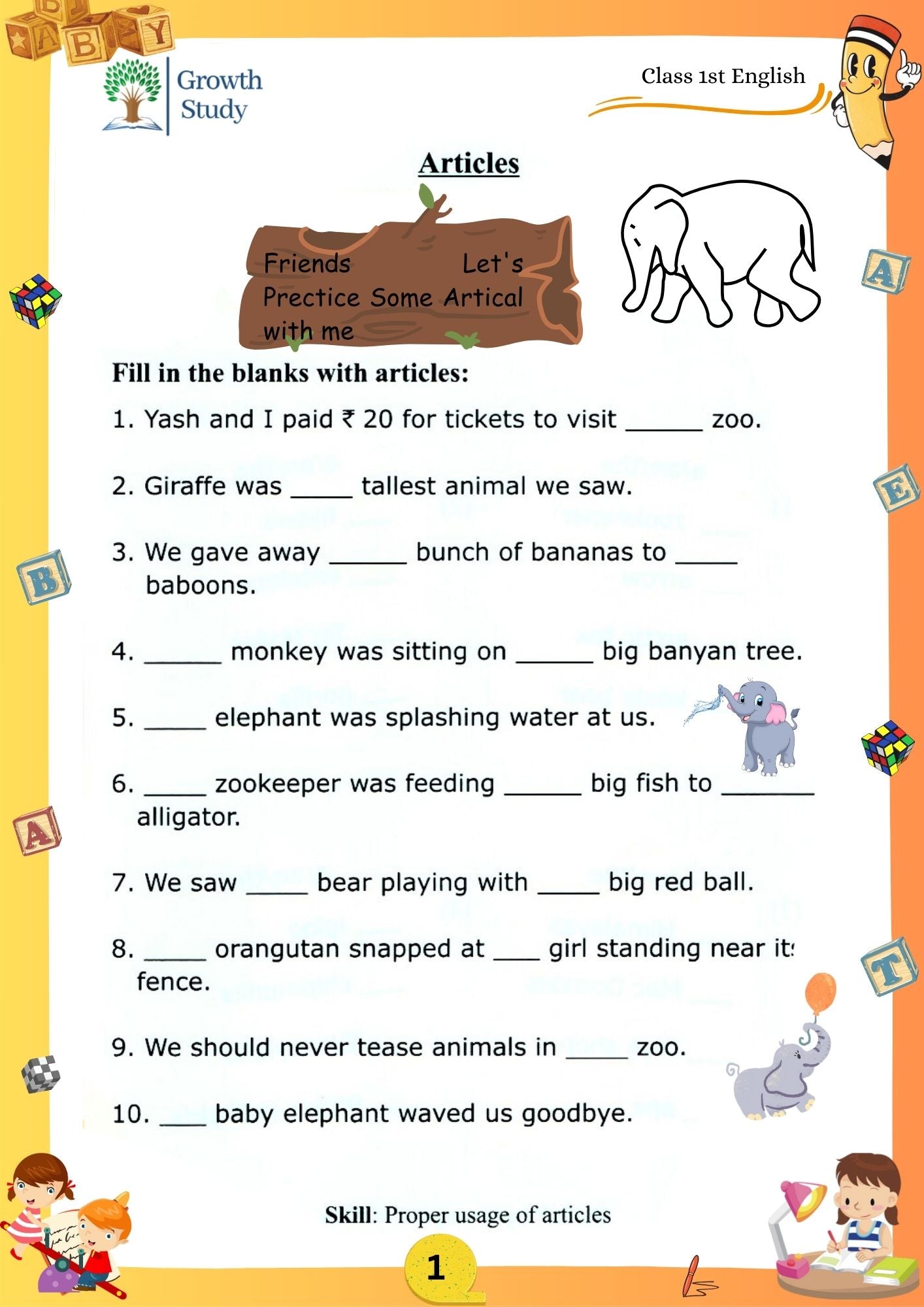 Printed Worksheets Class 1 Math, English, EVS