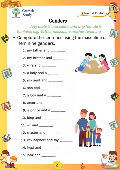 Printed Worksheets Class 1 Math, English, EVS