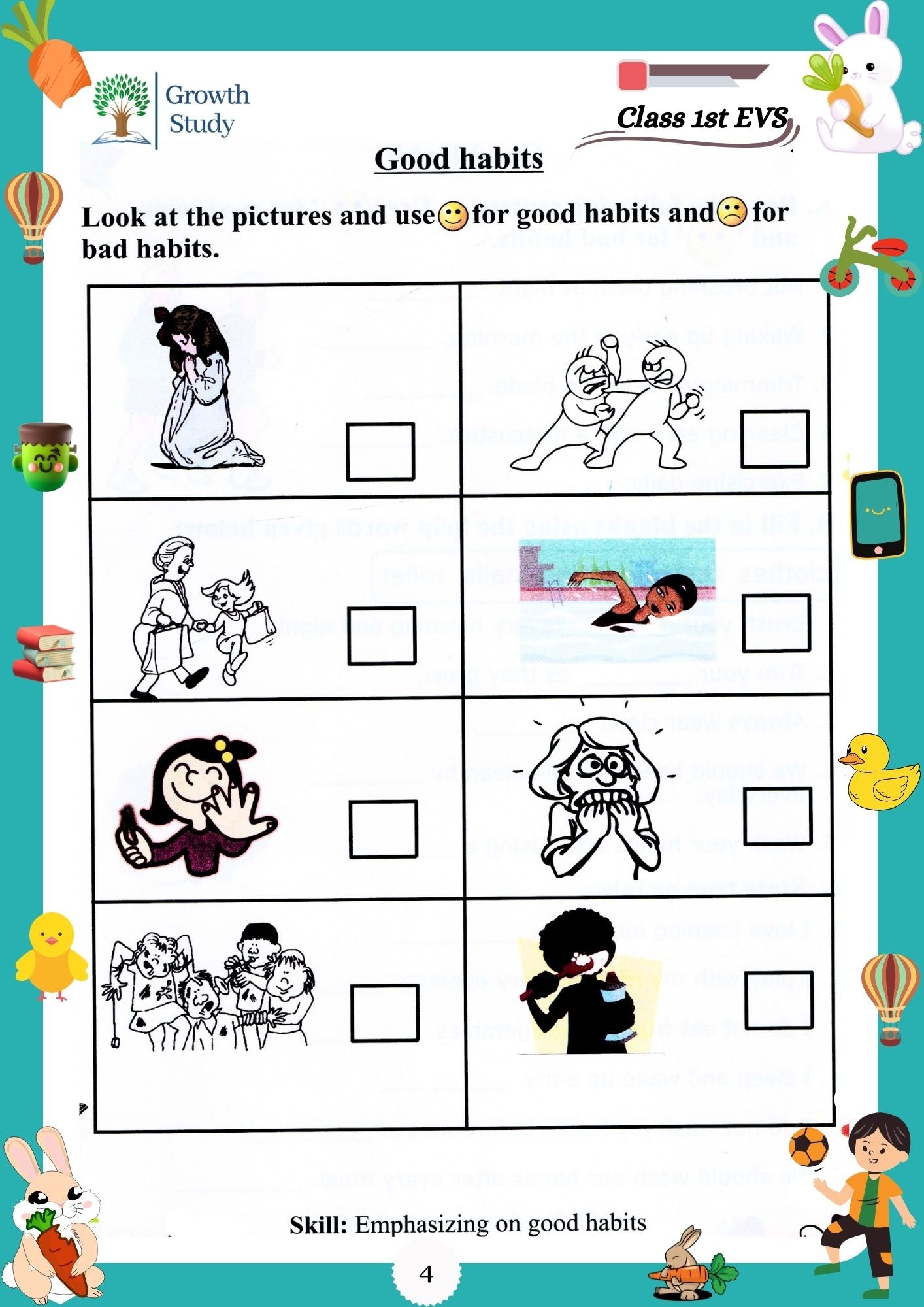 Printed Worksheets Class 1 Math, English, EVS