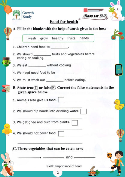 Printed Worksheet Class 1st EVS (Science)