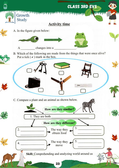 Printed Worksheet Class 3rd EVS (Environmental Science)