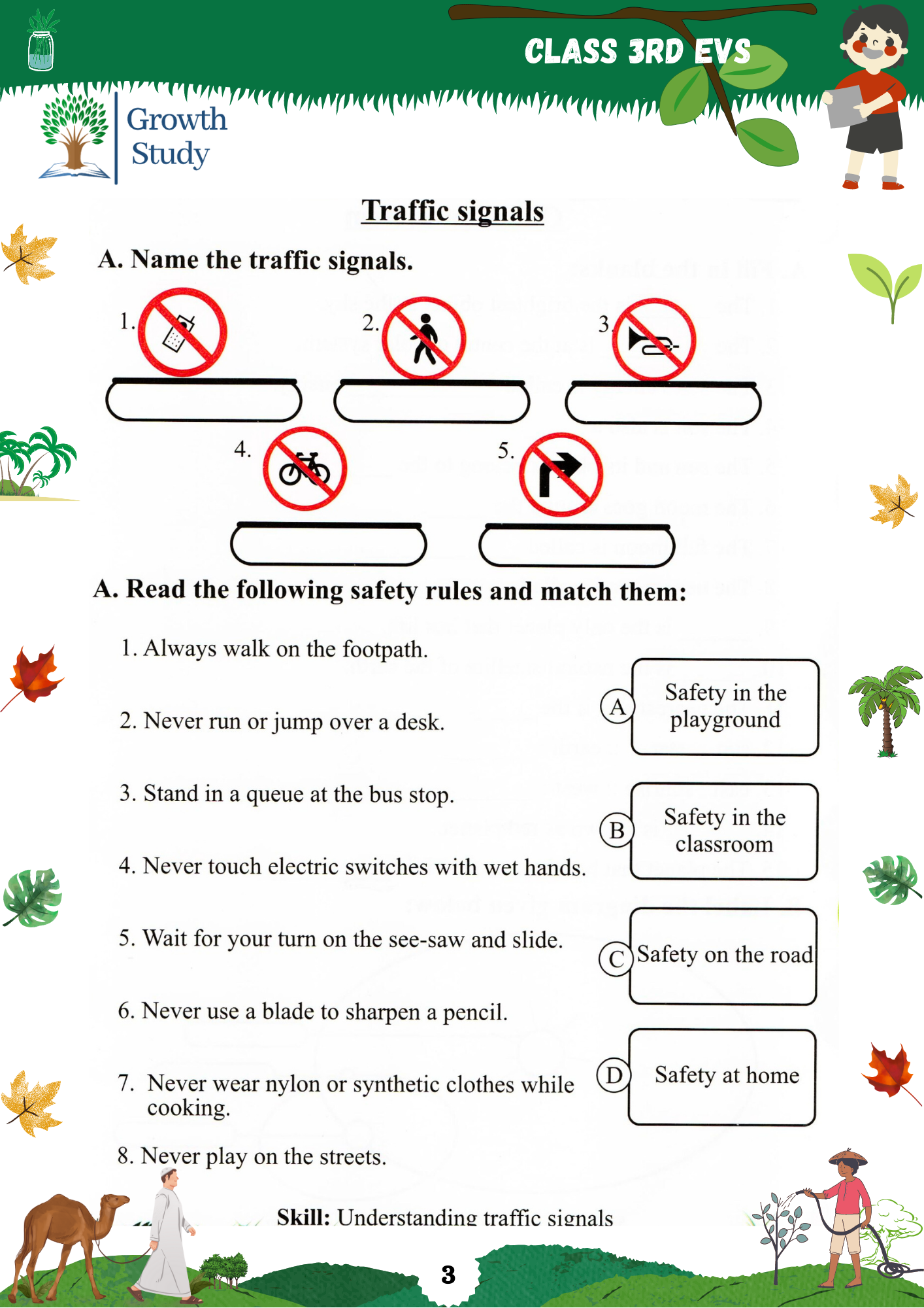 Printed Worksheet Class 3 Math, English, EVs
