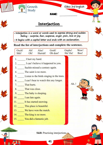 Printed Worksheet Class 3rd English
