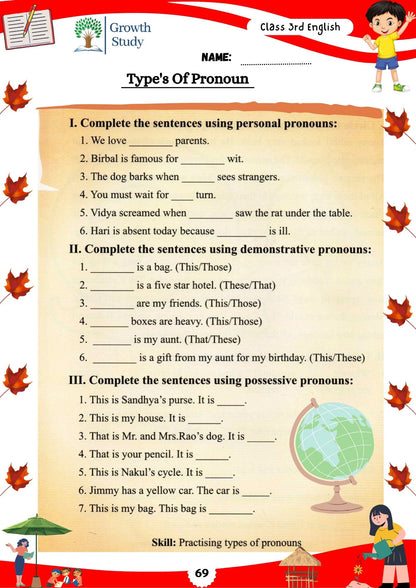 Printed Worksheet Class 3rd English