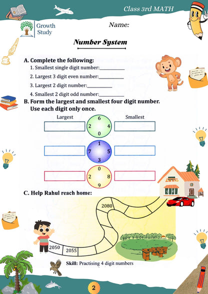 Printed Worksheet Class 3rd Math
