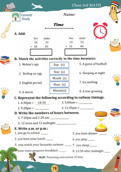 Printed Worksheet Class 3rd Math