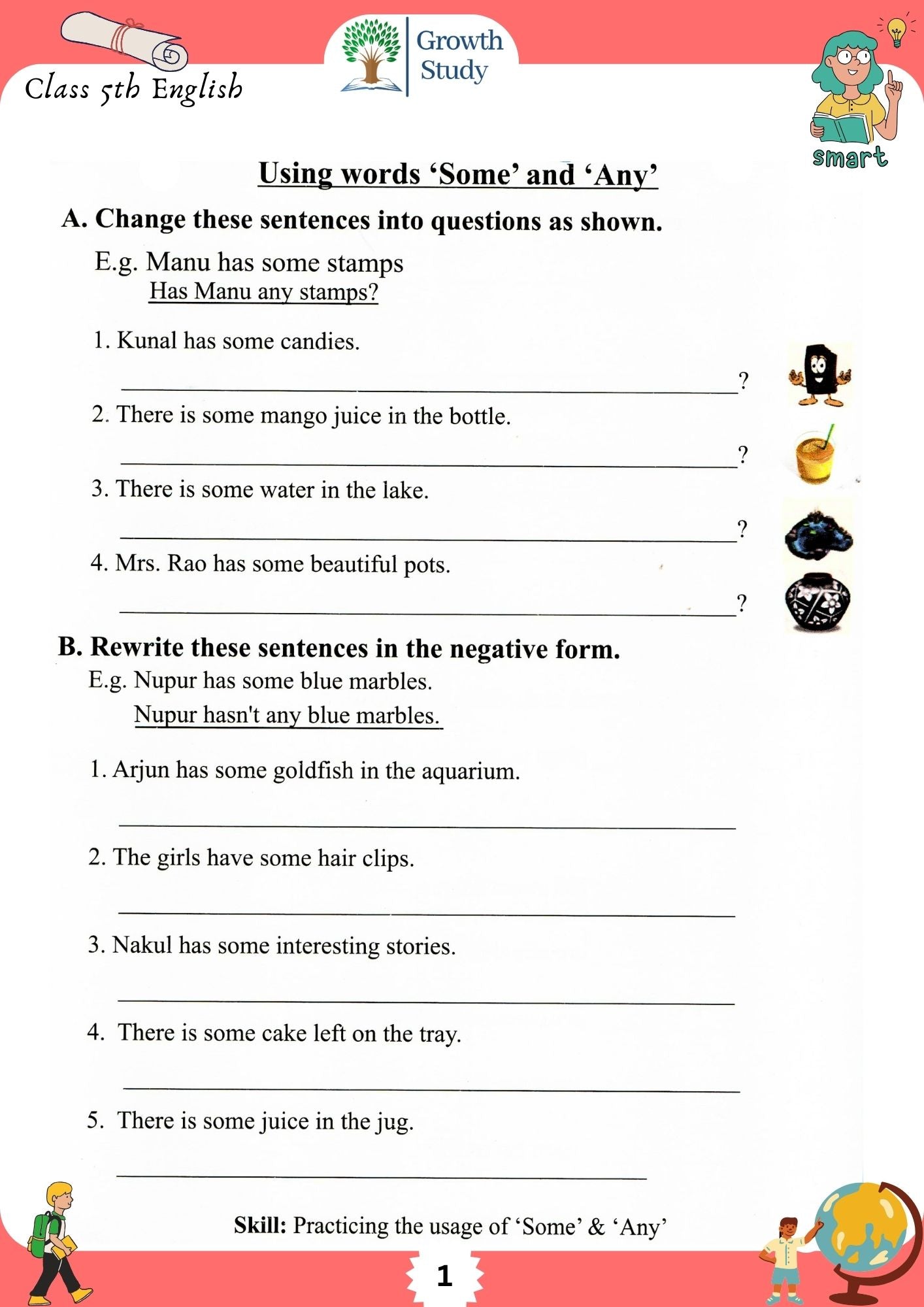 Printed Worksheet Class 5 Math, English, EVs
