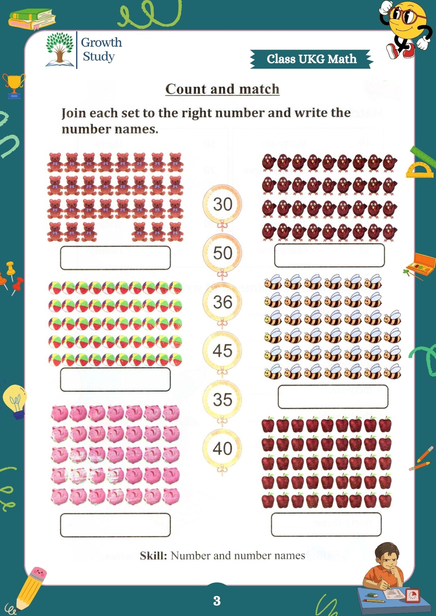 Printed Worksheets UKG  Math, English, EVS, Hindi | Hardcopy