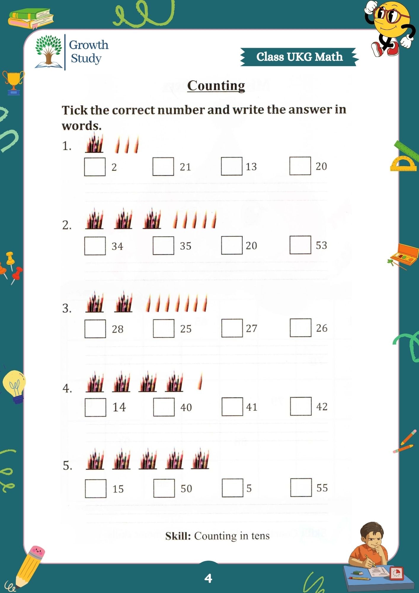 Printed Worksheets UKG  Math, English, EVS, Hindi | Hardcopy